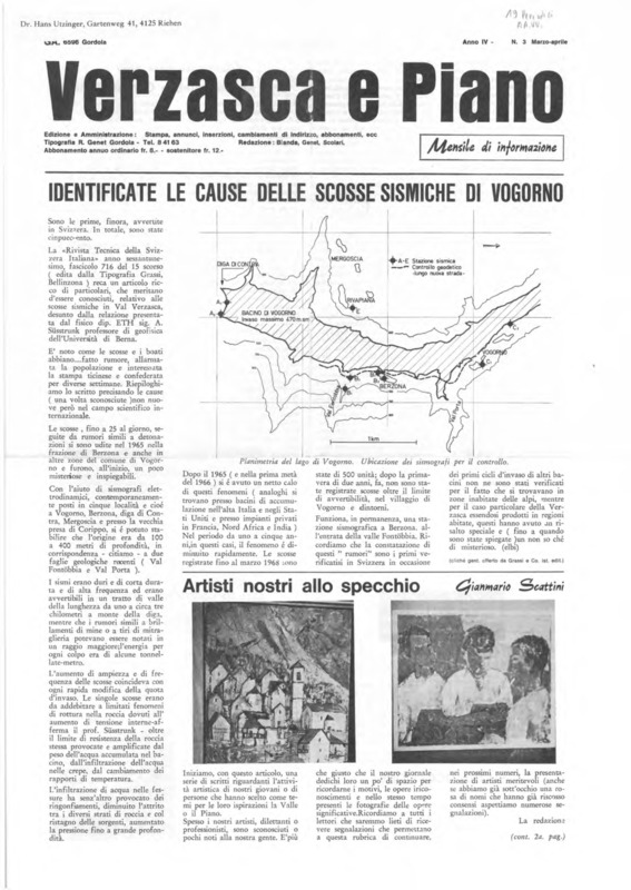 Verzasca e Piano : mensile di informazione, anno IV, n. 03,  marzo1970
